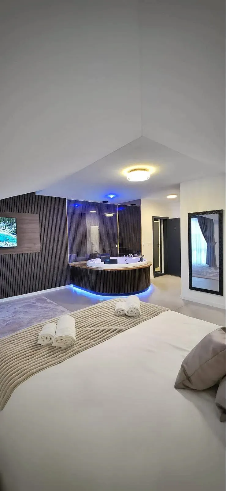 Apartman 1 — pogled sa kreveta na hidromasažnu kadu